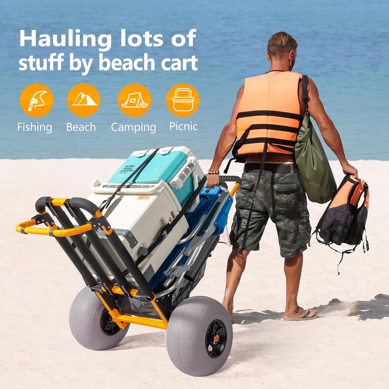 Chariot de plage Bonnlo, chari - Rod Holder Fishing avis et prix